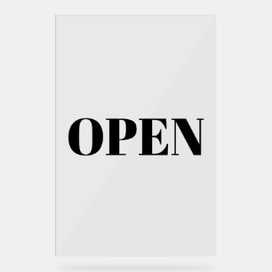 Open Sign Typografie Minimalistisch Black Simple L Acrylschild
