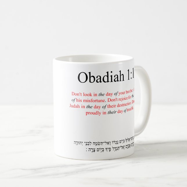 Open Source Translation Obadiah 1:12 Tasse (VorderseiteRechts)