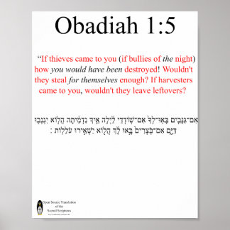 Open Source Übersetzung Obadiah 1:5 Poster