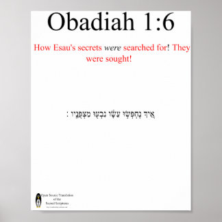 Open Source Übersetzung Obadiah 1:6 Poster