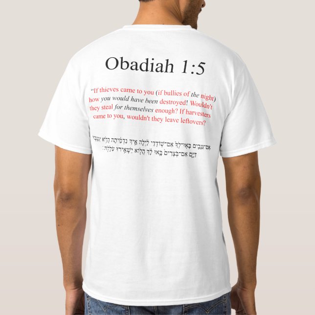 Open-Source-Übersetzung Obadja 1:5 T-Shirt (Rückseite)