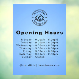 Open Times Business-Logos Öffnungszeiten hellblau Fensteraufkleber