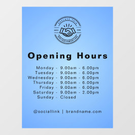 Open Times Business-Logos Öffnungszeiten hellblau Fensteraufkleber