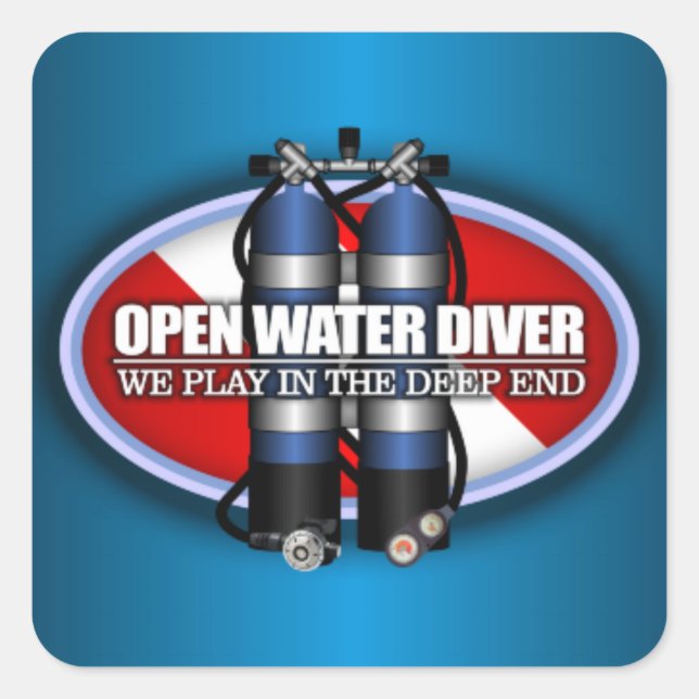 Open Water Diver (ST2) Quadratischer Aufkleber (Vorderseite)
