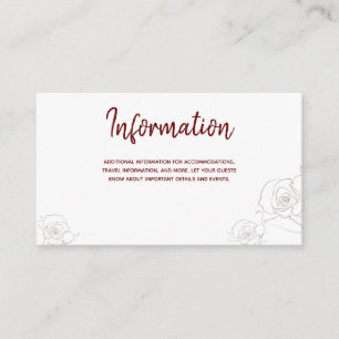 Open White Burgund Grau Floral Informationen Begleitkarte