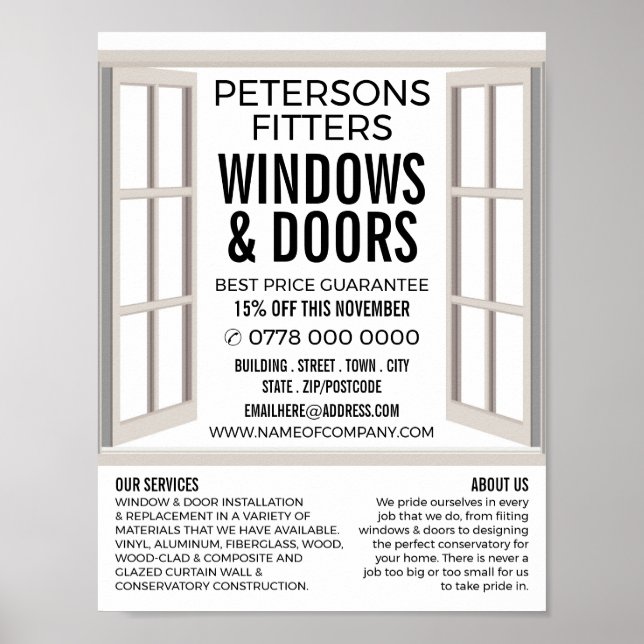 Open Window Design, Window & Door Fitter Company Poster (Vorne)