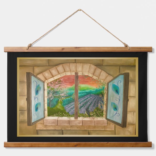 Open Window Wandteppich Mit Holzrahmen (Vorne)