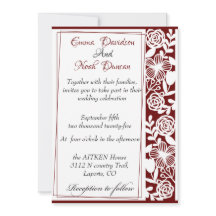 Open-Work Elegant Maroon Hochzeitskarte