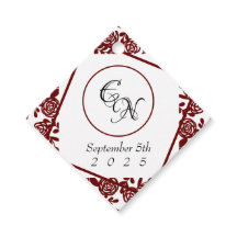 Open-Work Monogram White-Burgund Hochzeit
