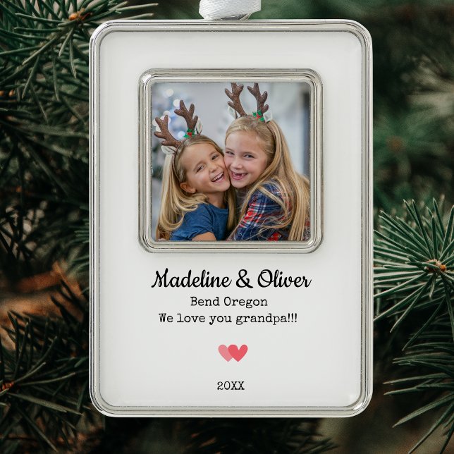 Oper Family Foto Personalisiert Weihnachten Rahmen-Ornament Silber (Grandpa Family Photo Personalized Christmas Christmas Ornament)