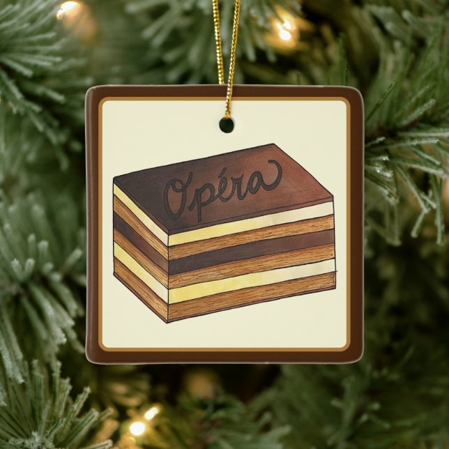 Opéra Cake French Patisserie Dessert Keramikornament (Baum)