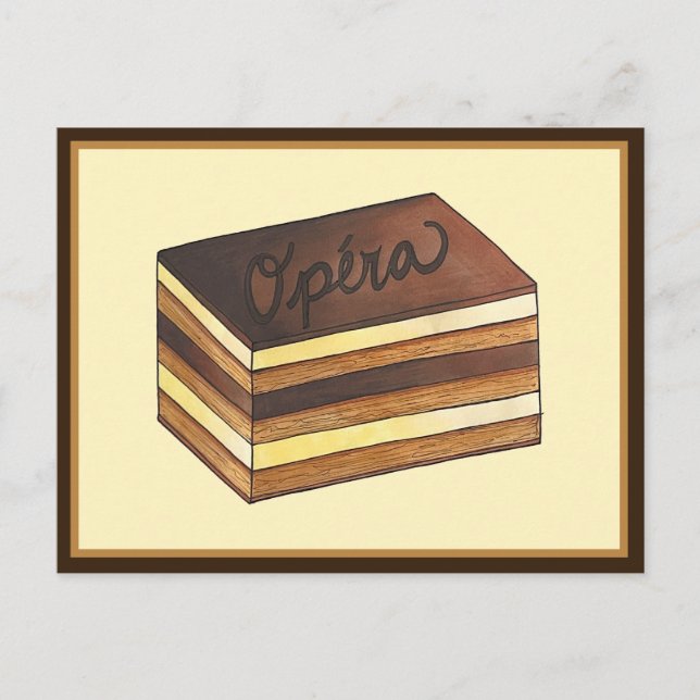 Opéra Cake French Patisserie Dessert Postkarte (Vorderseite)