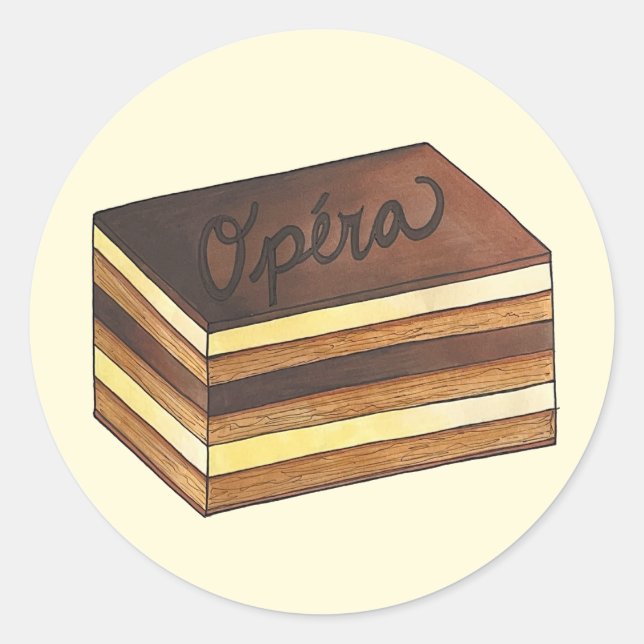 Opéra Cake French Patisserie Dessert Runder Aufkleber (Vorderseite)