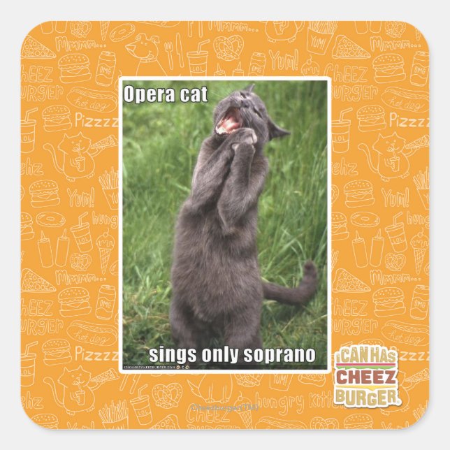Opera Cat Quadratischer Aufkleber (Vorderseite)