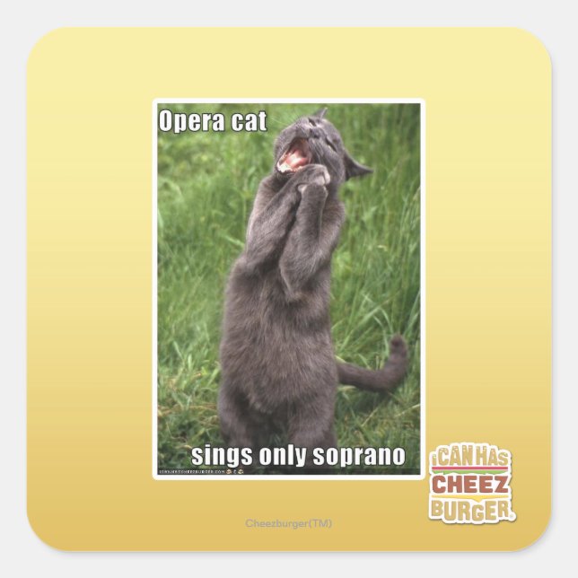 Opera Cat Quadratischer Aufkleber (Vorderseite)