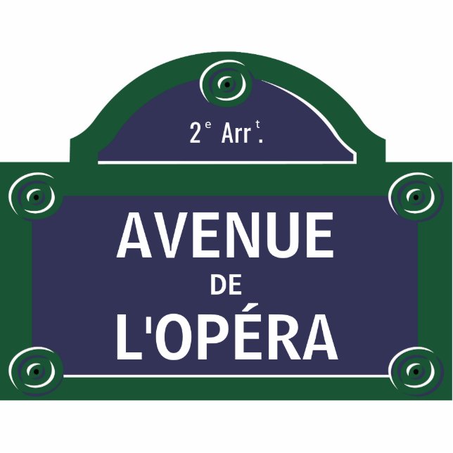 Opera Custom Paris Street Sign Fotoskulptur Magnet (Vorne)