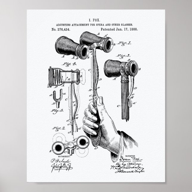 Opera Glasses 1888 Weißbuch zum Thema Patentkunst Poster (Vorne)
