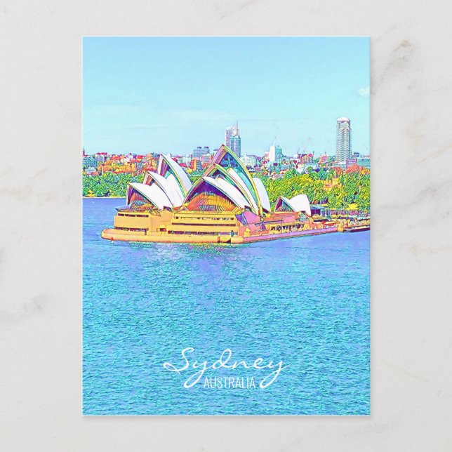 Opera House Sydney Hafen Aussicht auf Wasser Postk Postkarte (Vorderseite)