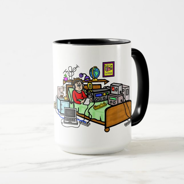 Opérateur Radio De Jambon Dans La Mug De Lit (Devant droit)