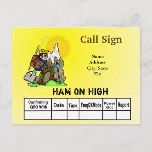 Opérateur radio de jambon sur carte QSL haute fréq