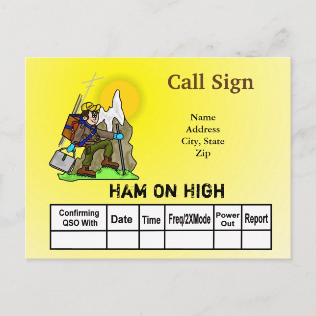 Opérateur radio de jambon sur carte QSL haute fréq (Devant)