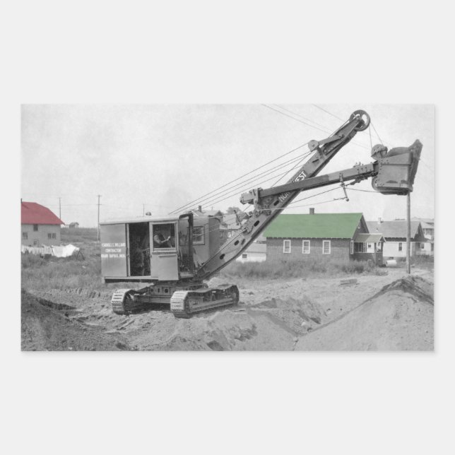 Operating Engineer 1920's Shovel Operator Rechteckiger Aufkleber (Vorderseite)