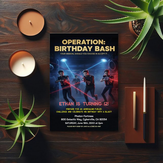 Operation Birthday Bash Laser Tag Einladung (Von Creator hochgeladen)