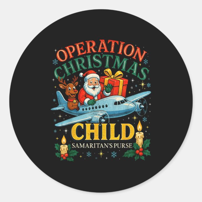 Operation Christmas Child Samaritan’s Purse Xmas D Runder Aufkleber (Vorderseite)