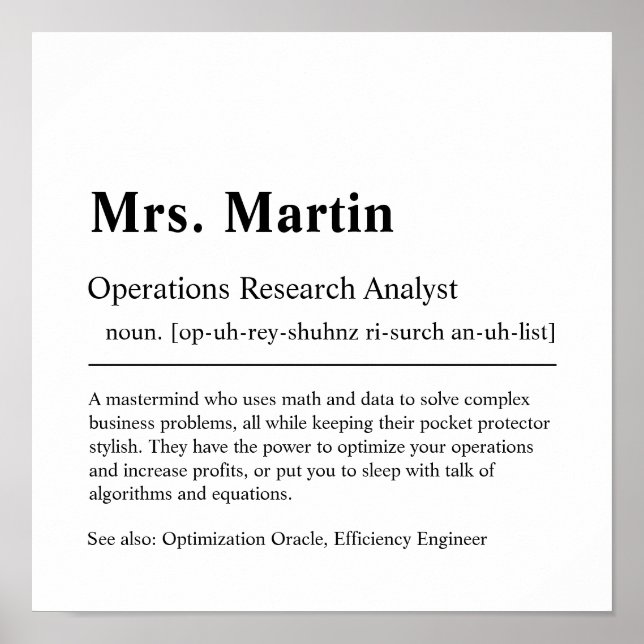 Operations Research Analyst Personalized Gift Post Poster (Vorne)