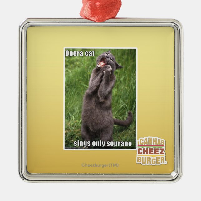 Opern-Katze Silbernes Ornament (Vorne)