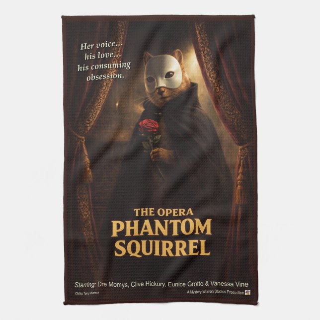 Opern-Phantom-Eichhörnchen-Parodie Geschirrtuch (Vertikal)