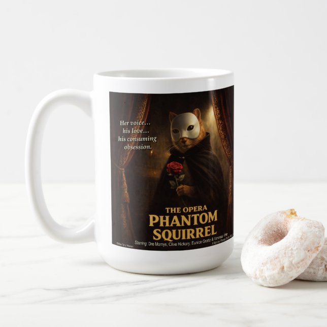 Opern-Phantom-Eichhörnchen-Parodie Kaffeetasse (Mit Donut)