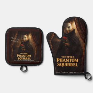 Opern-Phantom-Eichhörnchen-Parodie Ofenhandschuh & Topflappen-Set