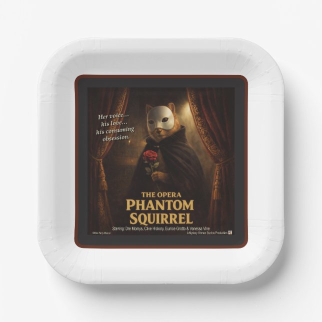Opern-Phantom-Eichhörnchen-Parodie Pappteller (Vorderseite)