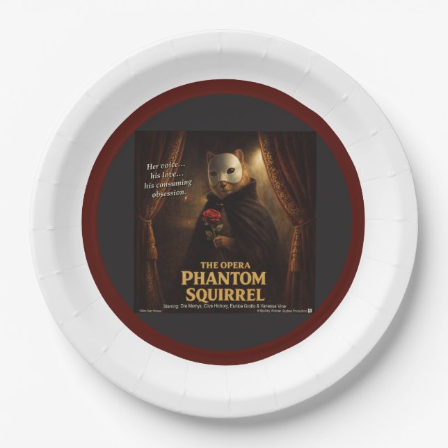Opern-Phantom-Eichhörnchen-Parodie Pappteller (Vorderseite)