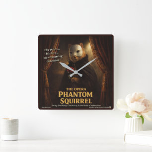 Opern-Phantom-Eichhörnchen-Parodie Quadratische Wanduhr