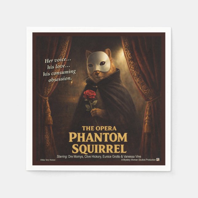 Opern-Phantom-Eichhörnchen-Parodie Serviette (Vorderseite)