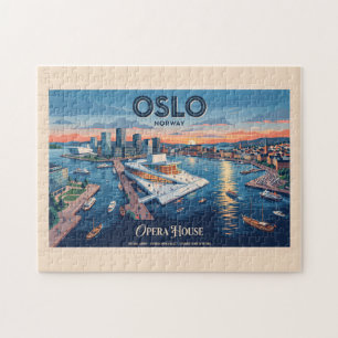 Opernhaus Oslo Vintage-Reiseposter - Norwegen