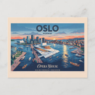 Opernhaus Oslo Vintage-Reiseposter - Norwegen Postkarte