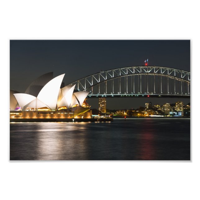 Opernhaus Sydney und Brücke bei Dämmerung, Austral Fotodruck (Vorne)