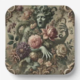 Opernopulenz - gotisches, florales Barockkissen Pappteller