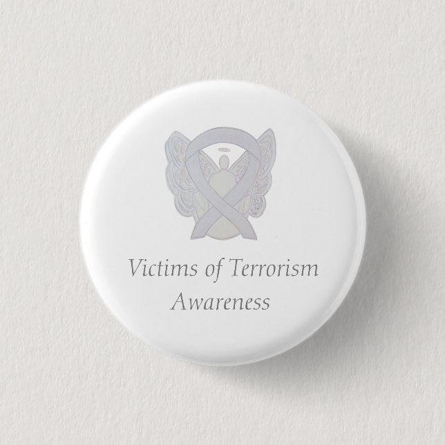 Opfer des Terrorismus Bewusstsein des Weißen Ribbo Button (Vorderseite)