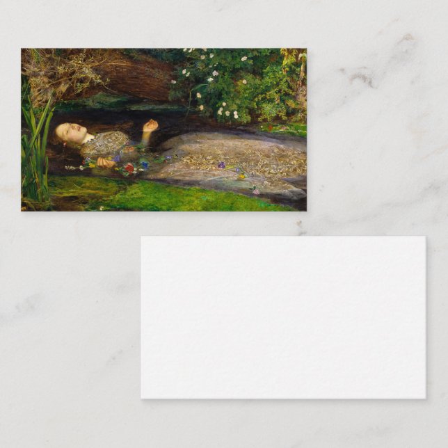 Ophelia, 1851 von John Everett Millais Visitenkarte (Vorne/Hinten)