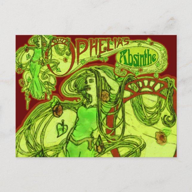 Ophelia-Absinth Postkarte (Vorderseite)