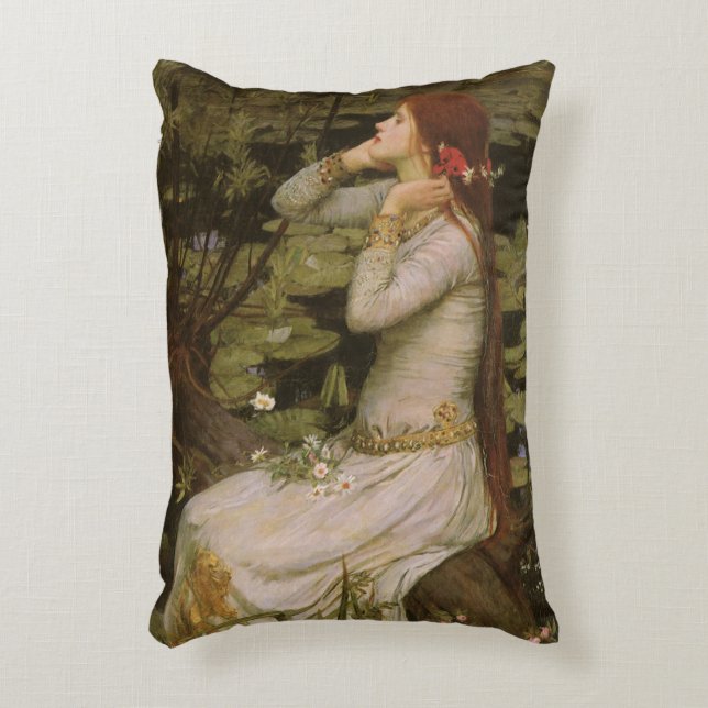 Ophelia am Teich von John William Waterhouse Dekokissen (Vorderseite(Vertikal))
