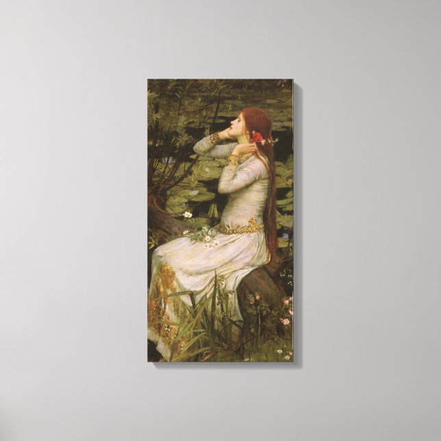 Ophelia am Teich von John William Waterhouse Leinwanddruck (Vorderseite)
