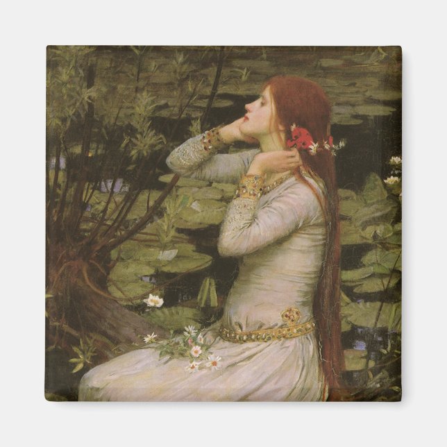 Ophelia am Teich von John William Waterhouse Magnet (Vorne)