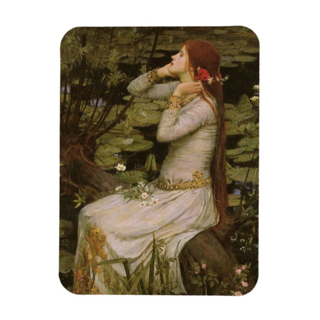 Ophelia am Teich von John William Waterhouse Magnet (Vertikal)