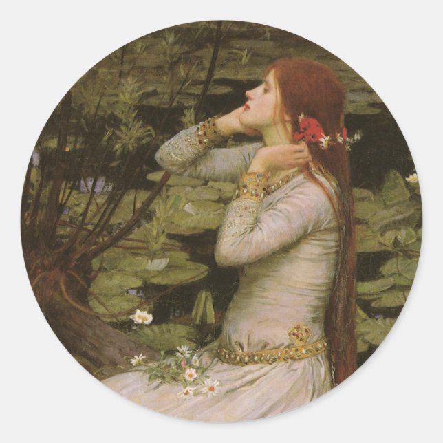 Ophelia am Teich von John William Waterhouse Runder Aufkleber (Vorderseite)