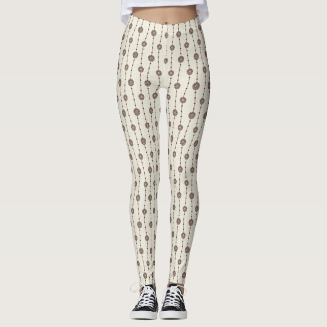 Ophelia Bläschenketten Streifen Creme Leggings (Vorderseite)